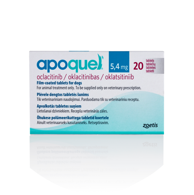 Box of Apoquel 5.4 mg film-coated tablets for dogs.