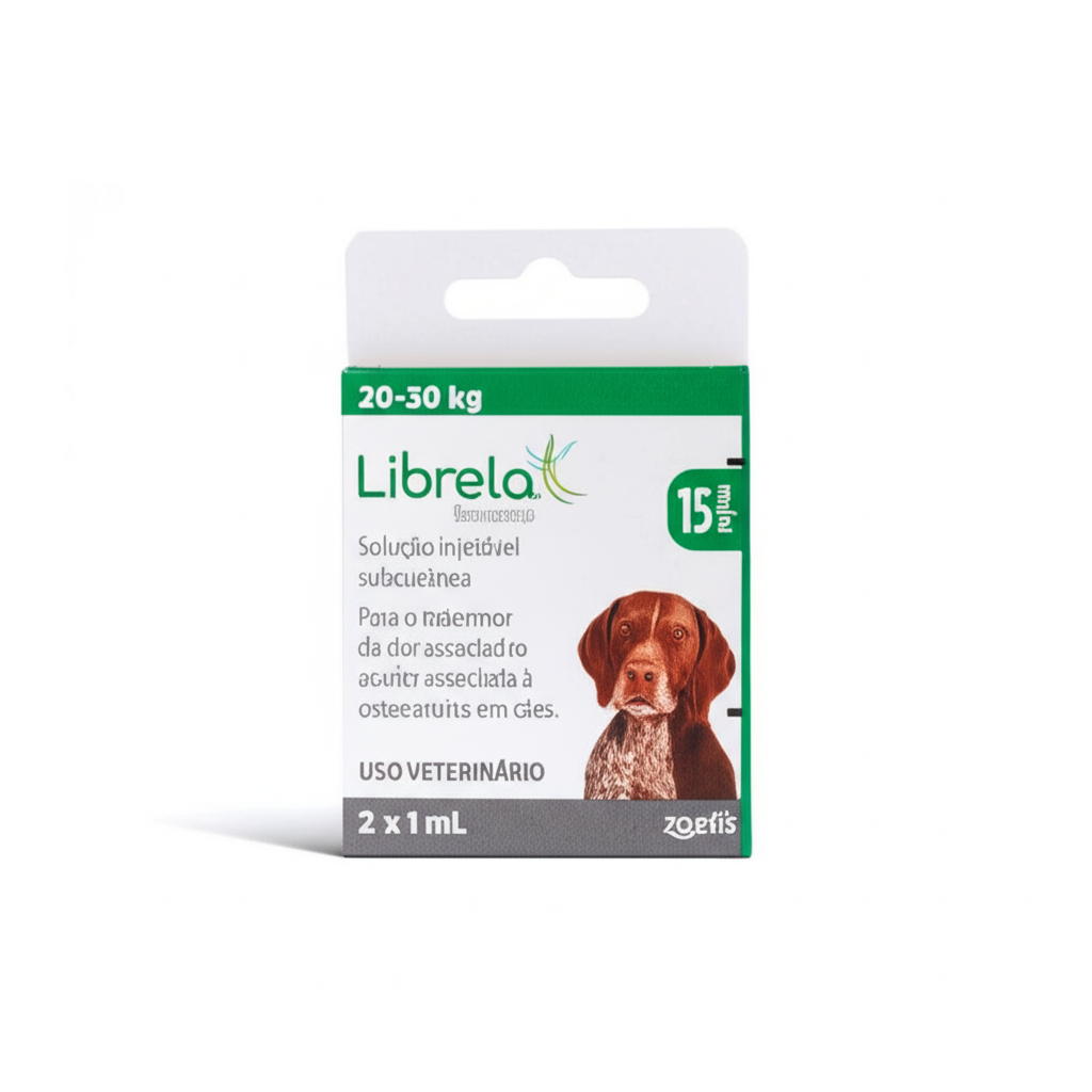 Embalagem da injeção Librela 15 mg para cães.
